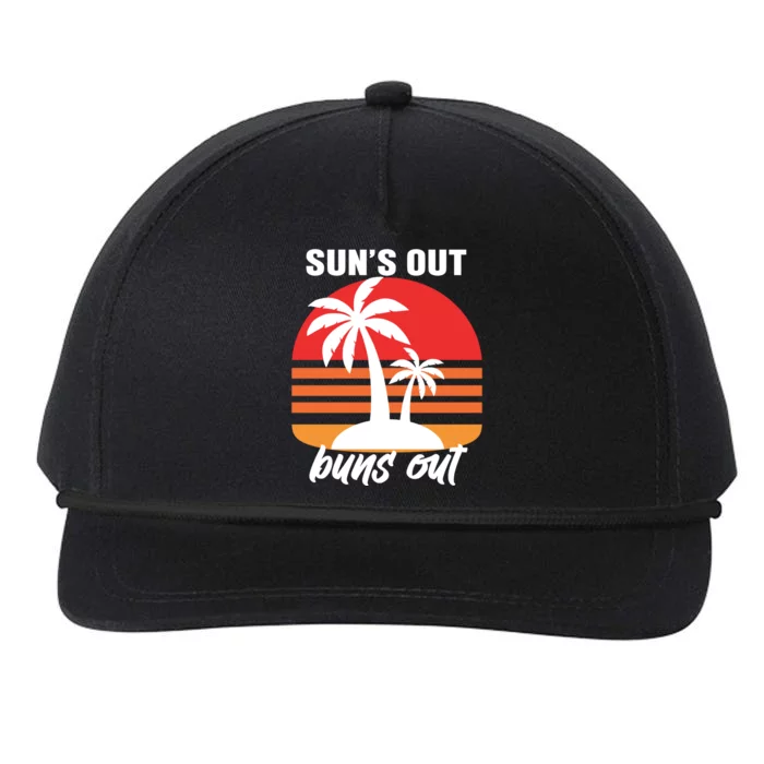 Suns Out Buns Ougift Palm Tree Summer Tees Retro Sunset Great Gift Snapback Five-Panel Rope Hat