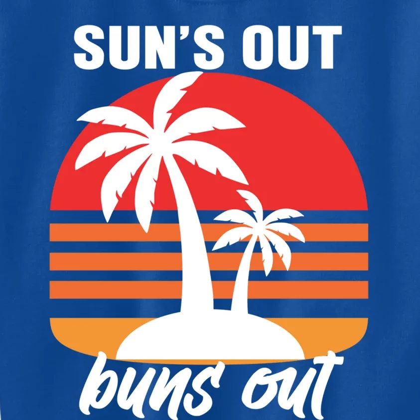 Suns Out Buns Ougift Palm Tree Summer Tees Retro Sunset Great Gift Kids Sweatshirt