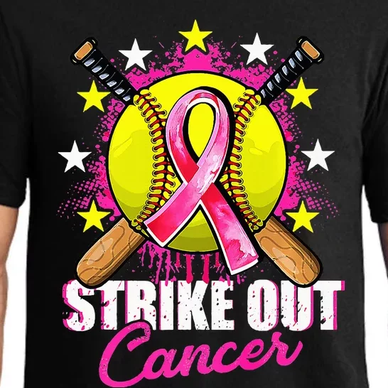 Strike Out Breast Cancer Awareness Day Ribbon Softball Pajama Set