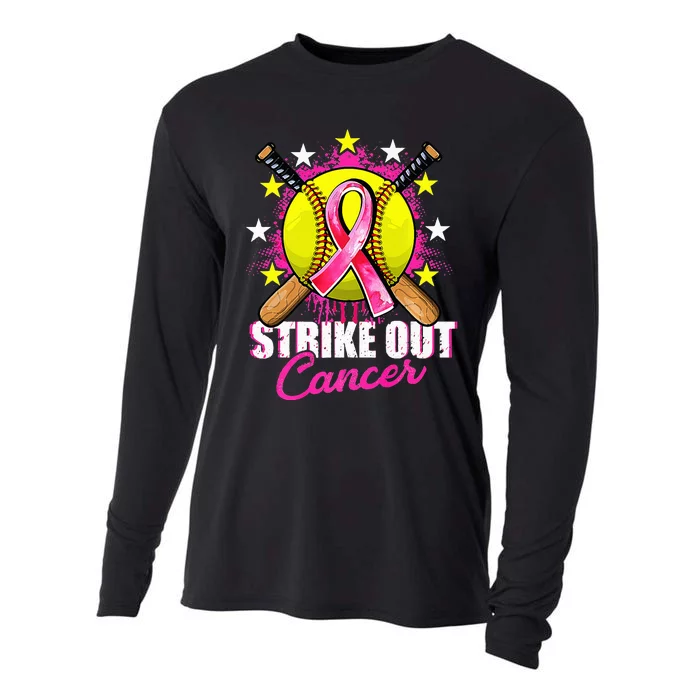 Strike Out Breast Cancer Awareness Day Ribbon Softball Cooling Performance Long Sleeve Crew