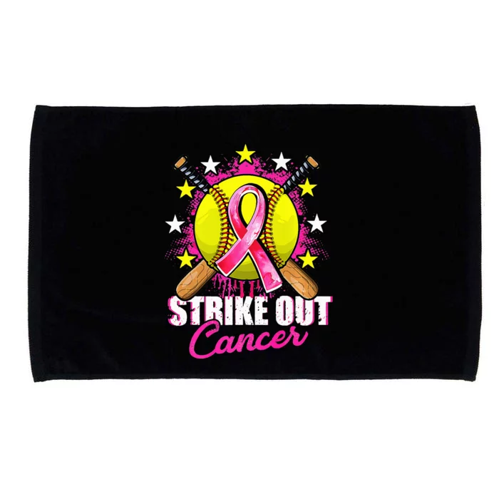 Strike Out Breast Cancer Awareness Day Ribbon Softball Microfiber Hand Towel