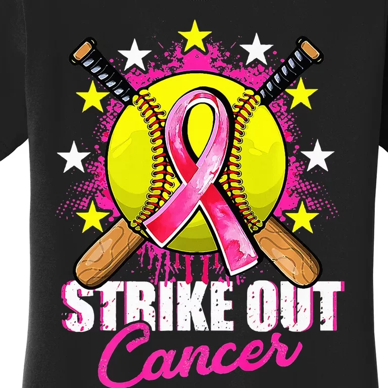 Strike Out Breast Cancer Awareness Day Ribbon Softball Women's T-Shirt