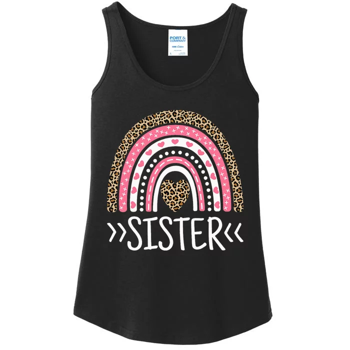 Sister Outfit Cute Sis Tee Rainbow Leopard Sister Ladies Essential Tank