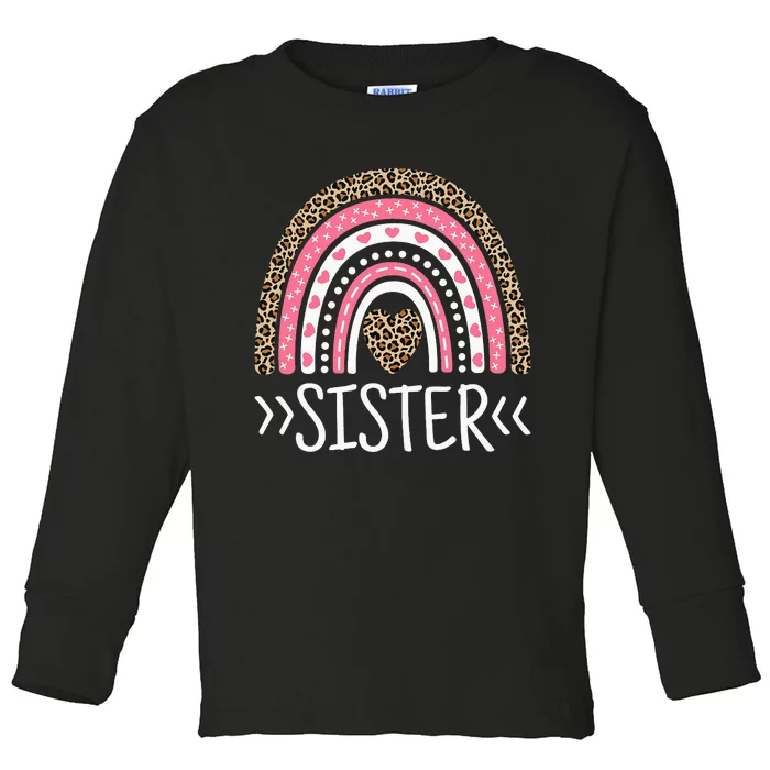 Sister Outfit Cute Sis Tee Rainbow Leopard Sister Toddler Long Sleeve Shirt