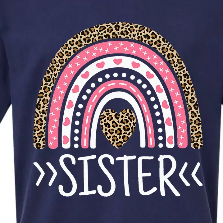 Sister Outfit Cute Sis Tee Rainbow Leopard Sister Sueded Cloud Jersey T-Shirt