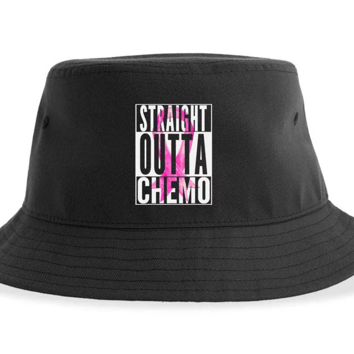 Straight Outta Chemo Breast Cancer Awareness Survivor Funny Sustainable Bucket Hat