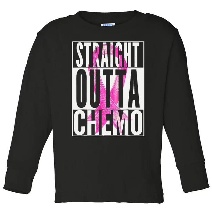 Straight Outta Chemo Breast Cancer Awareness Survivor Funny Toddler Long Sleeve Shirt