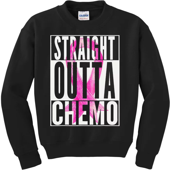 Straight Outta Chemo Breast Cancer Awareness Survivor Funny Kids Sweatshirt