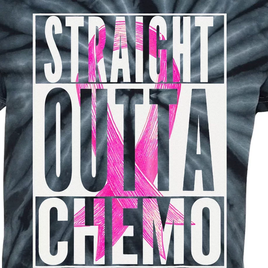 Straight Outta Chemo Breast Cancer Awareness Survivor Funny Kids Tie-Dye T-Shirt