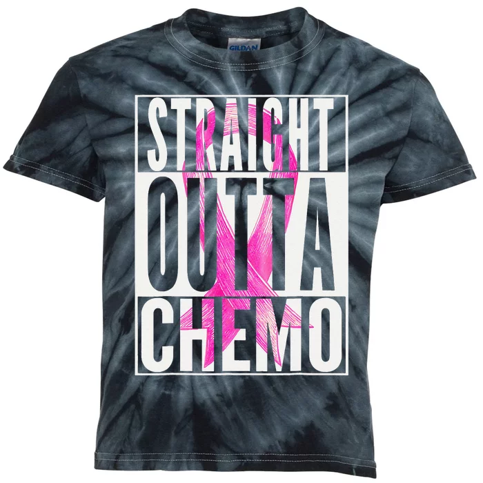 Straight Outta Chemo Breast Cancer Awareness Survivor Funny Kids Tie-Dye T-Shirt