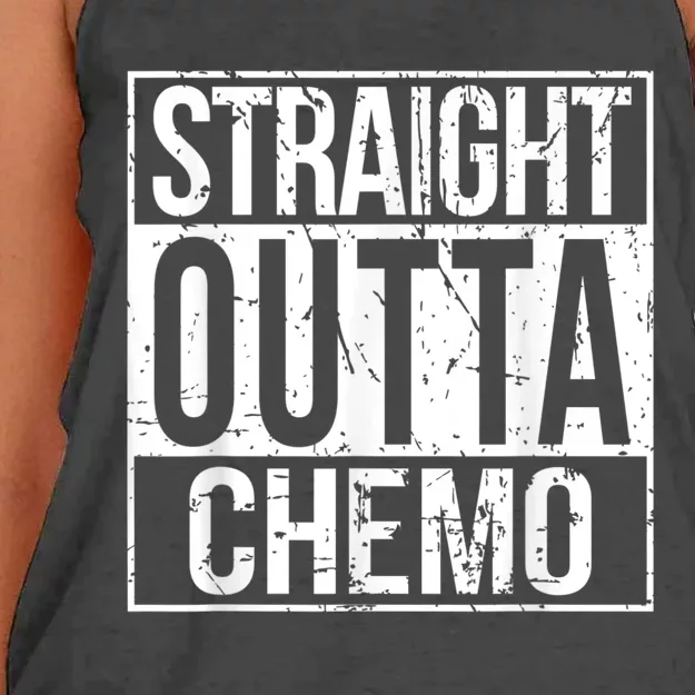 Straight Outta Chemo Battle Cancer Awareness Women's Knotted Racerback Tank