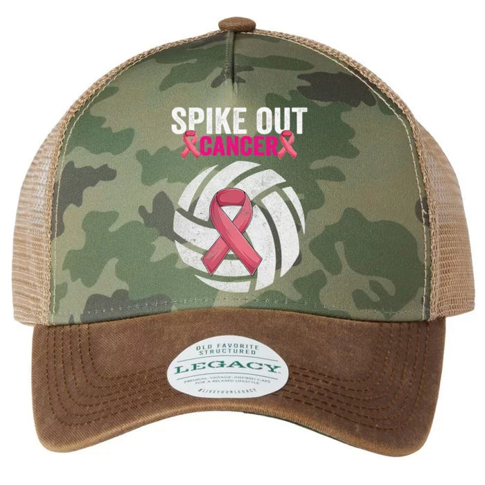 Spike Out Cancer Funny Breast Cancer Awareness Pink Ribbon Volleyball Legacy Tie Dye Trucker Hat