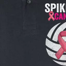 Spike Out Cancer Funny Breast Cancer Awareness Pink Ribbon Volleyball Softstyle Adult Sport Polo