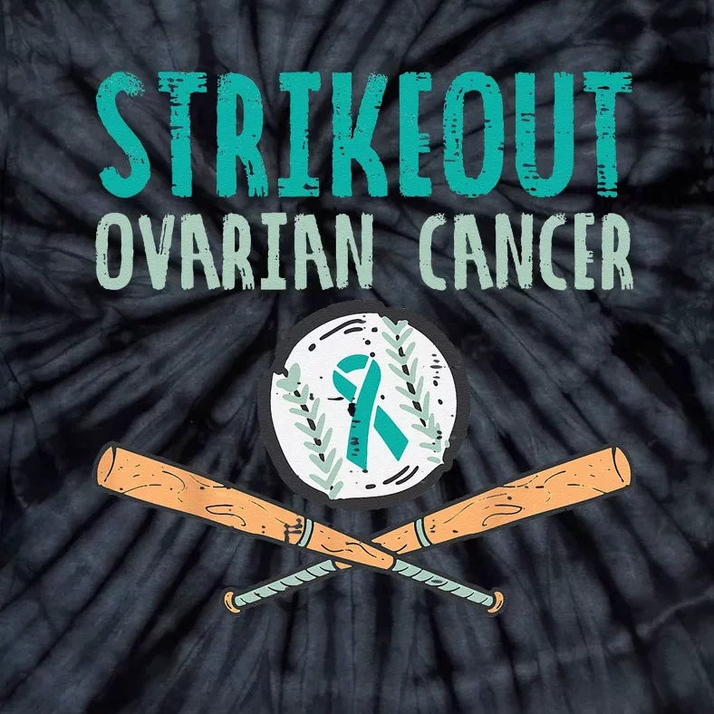 Strikeout Ovarian Cancer Baseball Teal Ribbon Awareness Tie-Dye T-Shirt