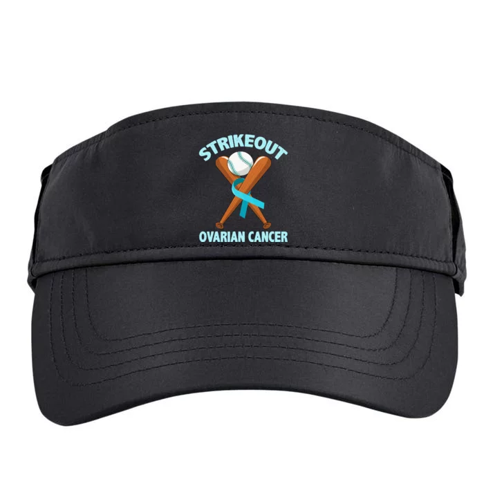 Strikeout Ovarian Cancer Baseball Teal Ribbon Awareness Adult Drive Performance Visor