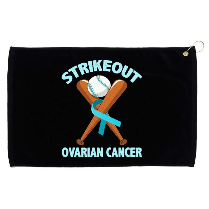 Strikeout Ovarian Cancer Baseball Teal Ribbon Awareness Grommeted Golf Towel