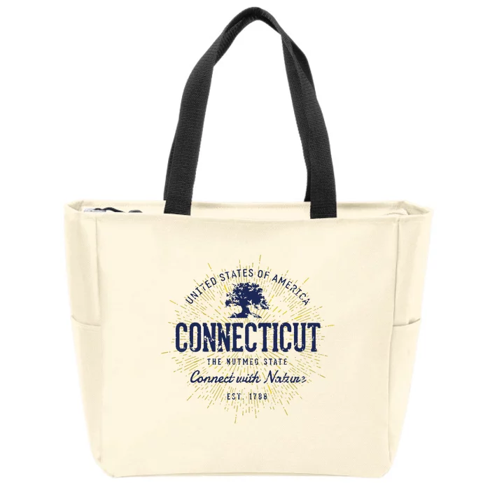 State Of Connecticut Vintage Retro Connecticut Zip Tote Bag