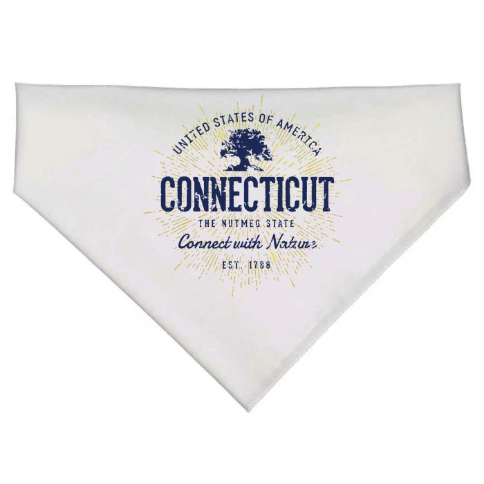 State Of Connecticut Vintage Retro Connecticut USA-Made Doggie Bandana