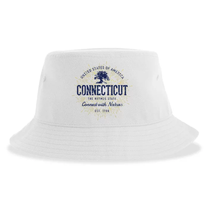 State Of Connecticut Vintage Retro Connecticut Sustainable Bucket Hat