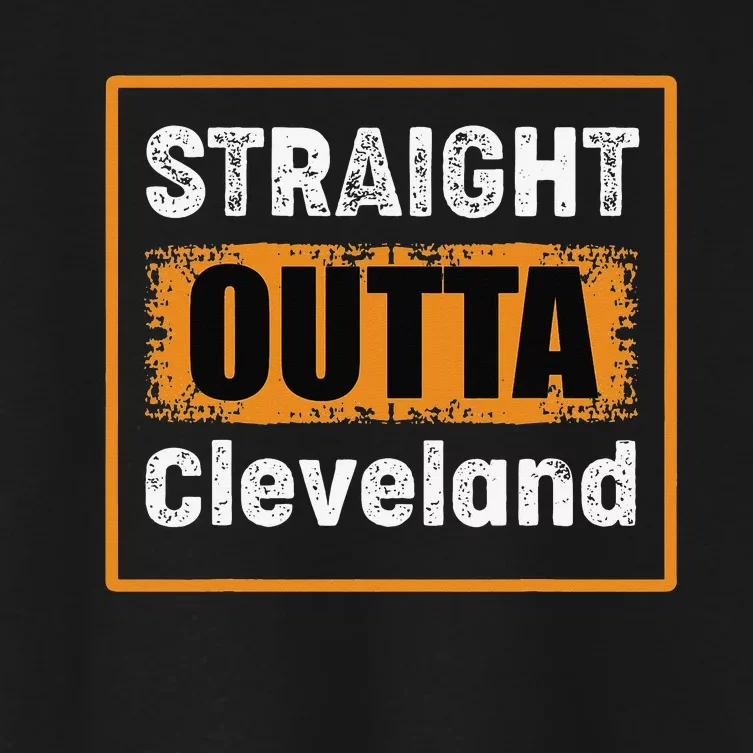 Straight Outta Cleveland Ohio USA Retro Distressed Women's Crop Top Tee