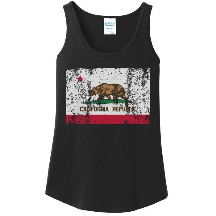 State Of California Flag Vintage Distressed Retro Gift Ladies Essential Tank