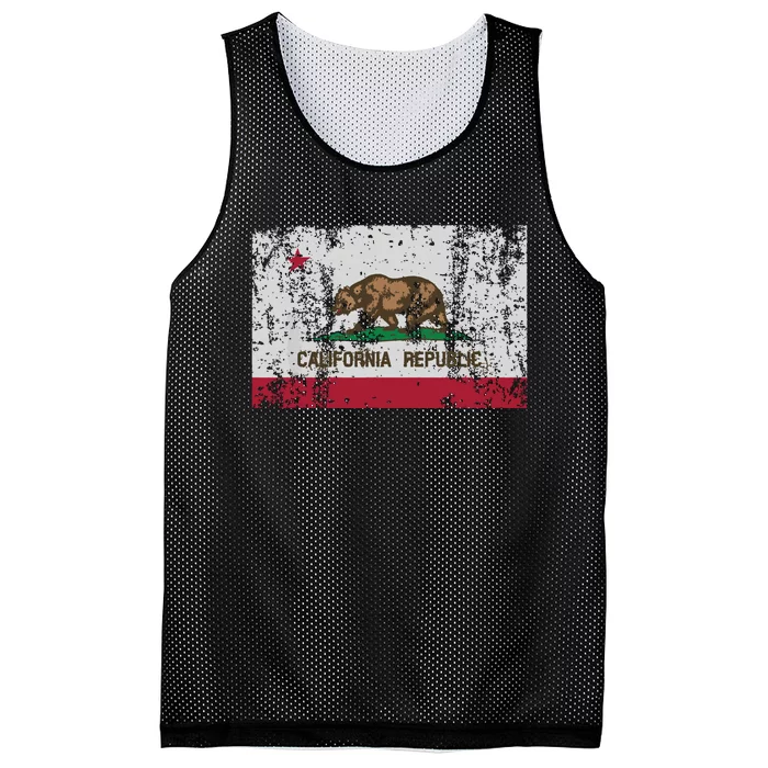 State Of California Flag Vintage Distressed Retro Gift Mesh Reversible Basketball Jersey Tank