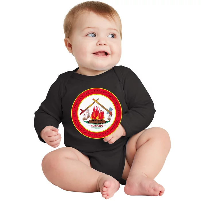 Seal Of Citizen Potawatomi Nation Indian Reservation Baby Long Sleeve Bodysuit