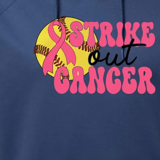 Strike Out Cancer Softball Breast Cancer Awareness Performance Fleece Hoodie