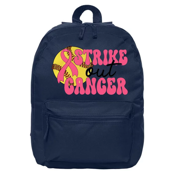 Strike Out Cancer Softball Breast Cancer Awareness 16 in Basic Backpack