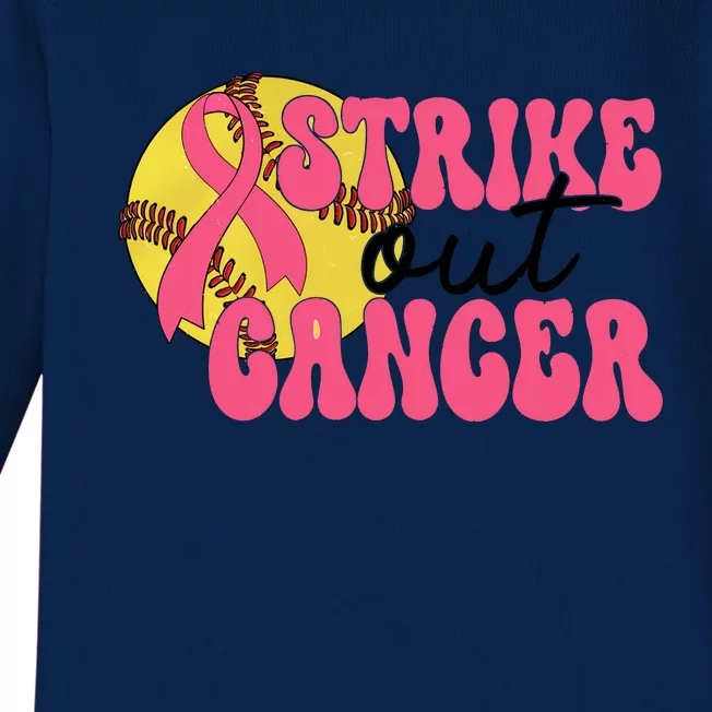 Strike Out Cancer Softball Breast Cancer Awareness Baby Long Sleeve Bodysuit