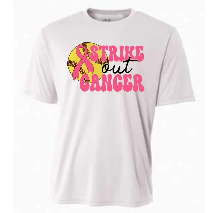 Strike Out Cancer Softball Breast Cancer Awareness Cooling Performance Crew T-Shirt