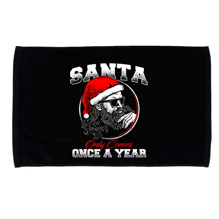 Santa Ony Comes Once A Year Naughty Santa Claus Dirty Joke Gift Microfiber Hand Towel