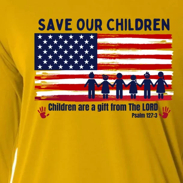 Save Our Children Are Gift From The Lord Freedom USA Flag Cooling Performance Long Sleeve Crew