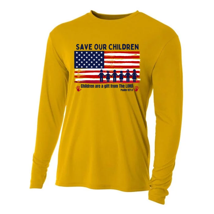 Save Our Children Are Gift From The Lord Freedom USA Flag Cooling Performance Long Sleeve Crew