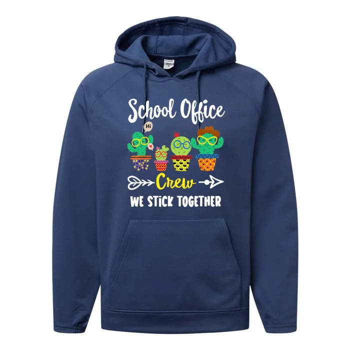 School Office Crew, Funny Cactus Team School Office Squad Performance Fleece Hoodie