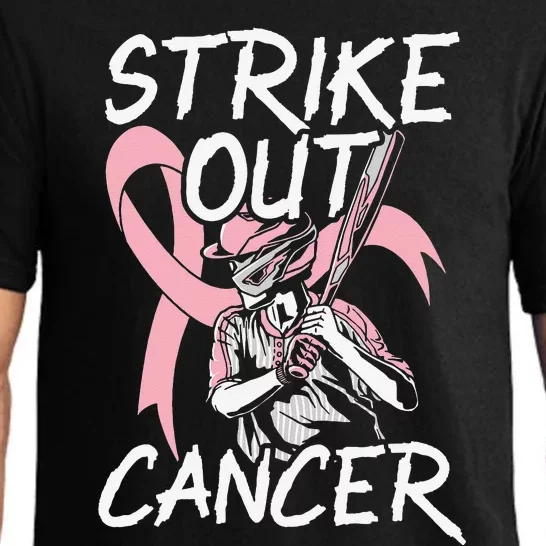 Strike Out Cancer Baseball Player Breast Cancer Awareness Pajama Set