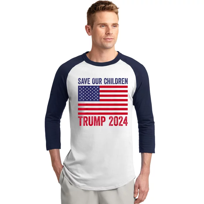 Save Our Children Stop Human Trafficking Trump 2024 Baseball Sleeve Shirt