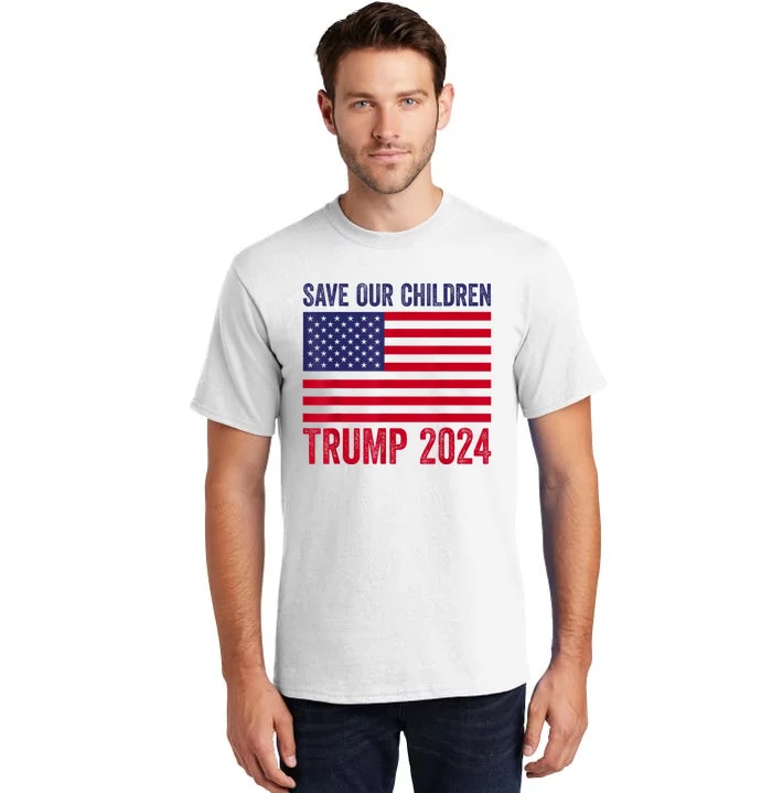 Save Our Children Stop Human Trafficking Trump 2024 Tall T-Shirt