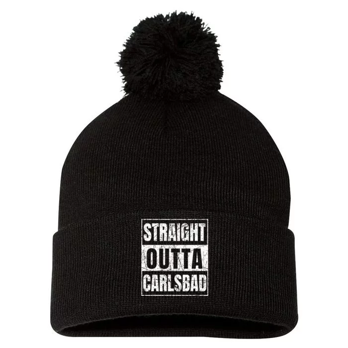 Straight Outta Carlsbad California Pom Pom 12in Knit Beanie