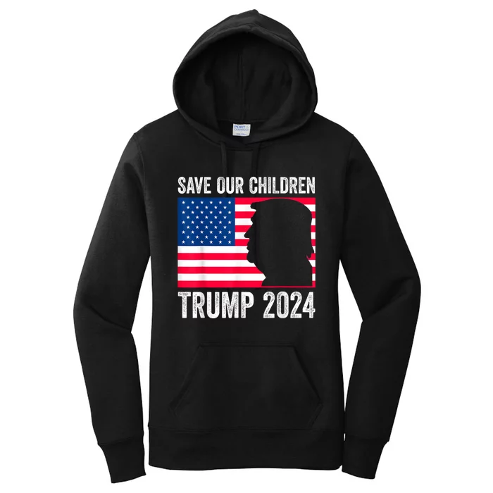 Save Our Children Stop Human Trafficking Trump 2024 Women's Pullover Hoodie