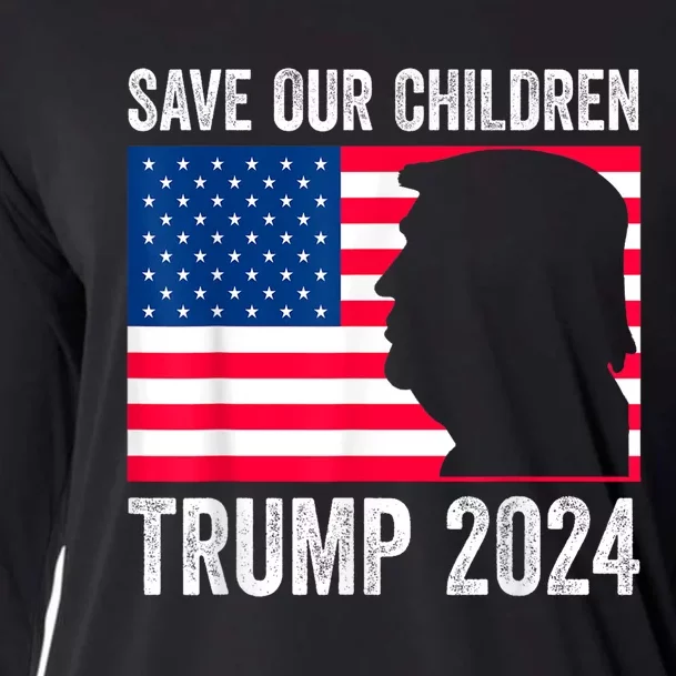 Save Our Children Stop Human Trafficking Trump 2024 Cooling Performance Long Sleeve Crew