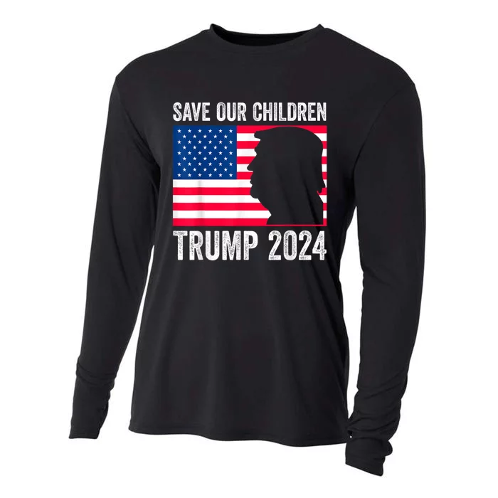 Save Our Children Stop Human Trafficking Trump 2024 Cooling Performance Long Sleeve Crew