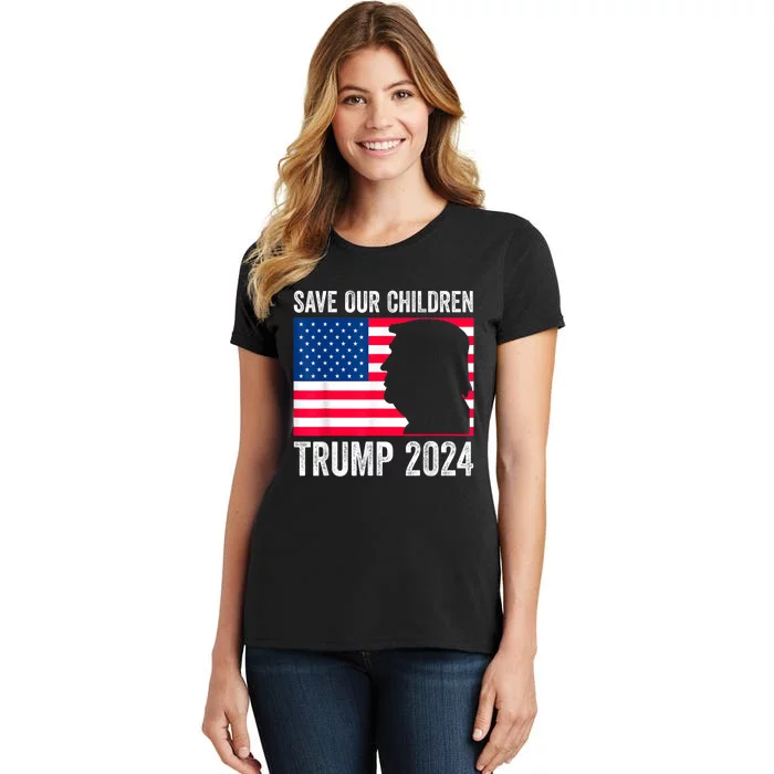 Save Our Children Stop Human Trafficking Trump 2024 Women's T-Shirt