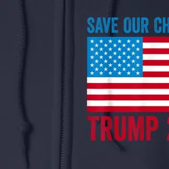 Save Our Children Stop Human Trafficking Trump 2024 Full Zip Hoodie