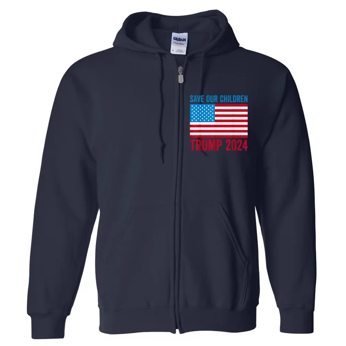 Save Our Children Stop Human Trafficking Trump 2024 Full Zip Hoodie