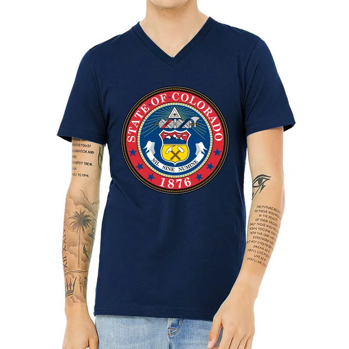 State Of Colorado Seal 1876 V-Neck T-Shirt