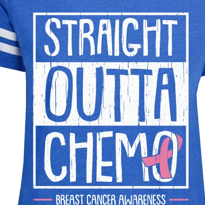 Straight Outta Chemo Breast Cancer Awareness Fight Warrior Gift Enza Ladies Jersey Football T-Shirt