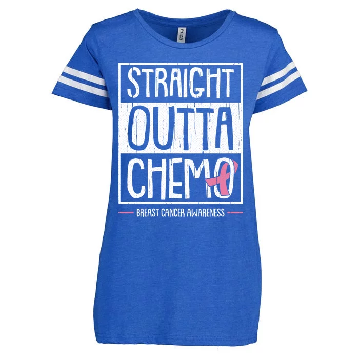 Straight Outta Chemo Breast Cancer Awareness Fight Warrior Gift Enza Ladies Jersey Football T-Shirt