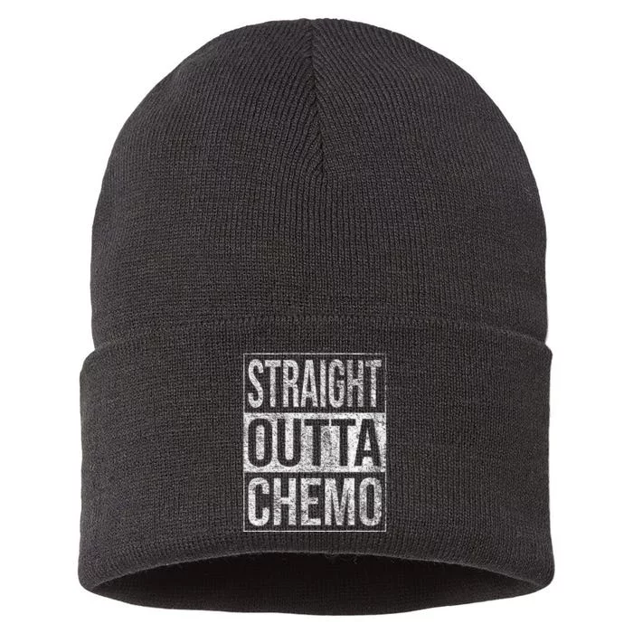 Straight Outta Chemo Chemotherapy Cancer Treatment Sustainable Knit Beanie