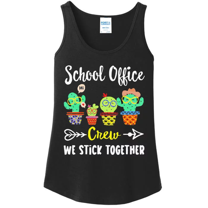 School Office Crew We Stick Together Funny Cactus Ladies Essential Tank